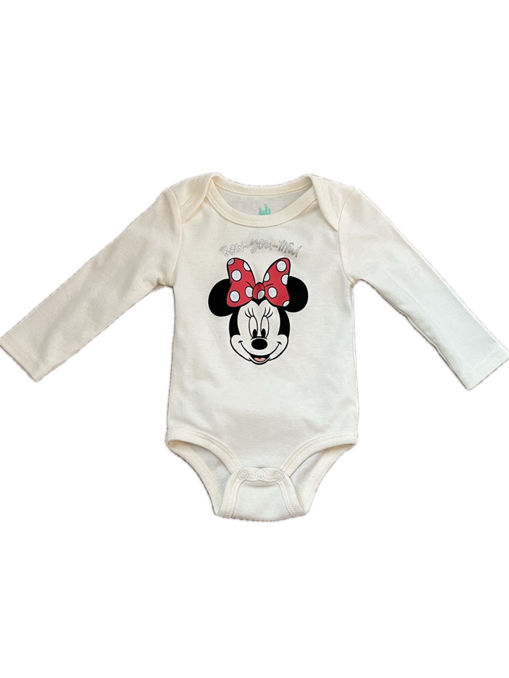 Disney | Cream Long-Sleeve Minnie Mouse Bodysuit with Red Bow